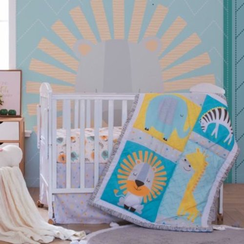 Little Grape Land Baby Crib Bedding Sets for Boys, 3 Piece Newborn Bedding Sets, Elephant