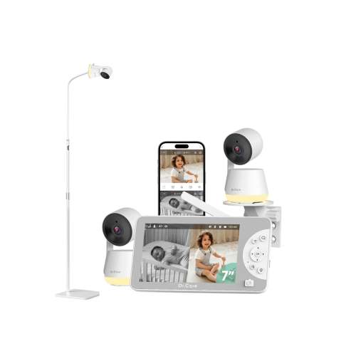 Smart Baby Monitor with Dual 2K Cameras, 7" Screen, Floor Stand, WiFi & Non-WiFi – Dr.Care LumiView Max SBM009