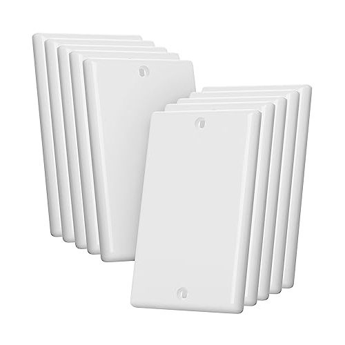 Bates- Blank Wall Plate Cover, Pack of 10, 1 Gang, Wall Outlet Cover Plate, Blank Outlet Covers