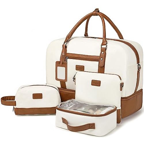 Wogarl Weekender Bags for Women Large Overnight Bag Weekend Travel Duffel Bag Carry on Shoulder with Shoe Compartment Toiletry Bag for Travel Business Gym