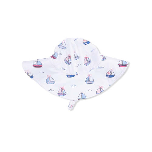 Wide Brim Sunhat, Bubbly Sailboats Pink