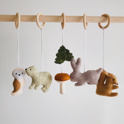 Woodland Felt Baby Gym Toys , Forest nursery decor