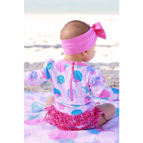 Long Sleeve Rash Guard With Ruffle Bottom | Seaside Sweetie
