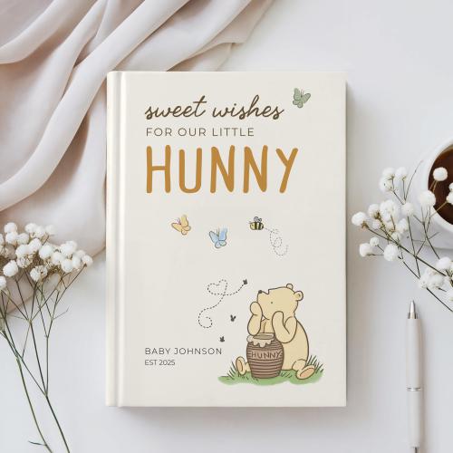 Classic Winnie the Pooh Baby Shower Guestbook, Best Wishes for Baby Book, Storybook Baby Shower Keepsake, Personalized Pregnancy Journal