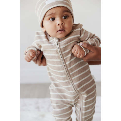 Organic Cotton Fine Rib Gracelyn Onepiece - Elias Stripe Sable Marle – Jamie Kay USA