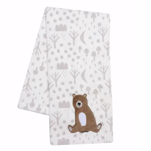 Sleepytime Bear White/Brown Soft Fleece Baby Blanket – Lambs & Ivy
