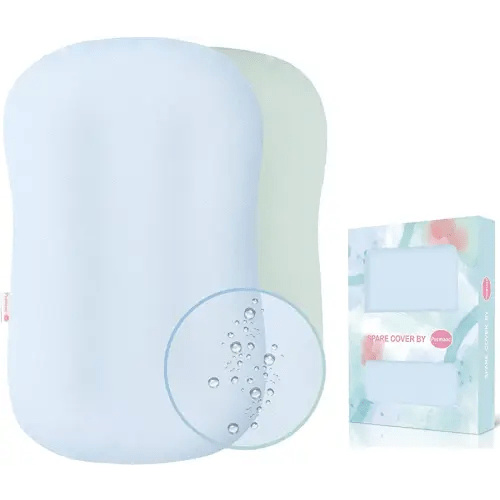 Organic Waterproof Baby Lounger Covers 2 Pack| GOTS Certified 100% Cotton| Removable Cover with Waterproof Liner | Machine Washable and Dry (Cover only)（Blue & Green)