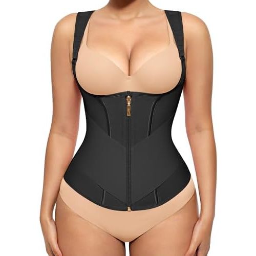 FeelinGirl Waist Trainer Vest for Women Tummy Control Corset Body Shaper Back Support Adjustable Straps Workout Faja