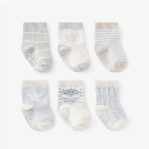 Classic Blue Non Slip Baby Socks 6pk – Elegant Baby