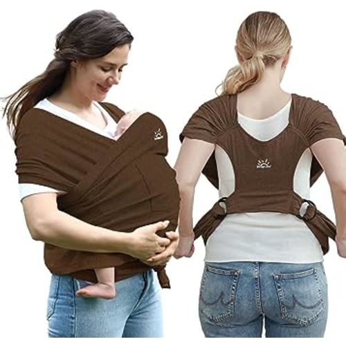 Baby Wraps Carrier, Baby Carrier Newborn to Toddler Newborn Carrier Breathable and Hands Free Baby Sling, Adjustable Infant Carriers Baby Carriers(Brown)