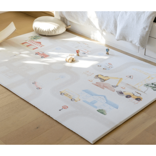Padded Play Mat - Little Town & Latte Stripe