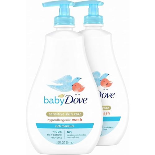 Baby Dove Sensitive Skin Care Baby Wash For Baby Bath Time Rich Moisture Tear-Free and Hypoallergenic, 20 oz (Packaging May Vary) (Pack of 2)