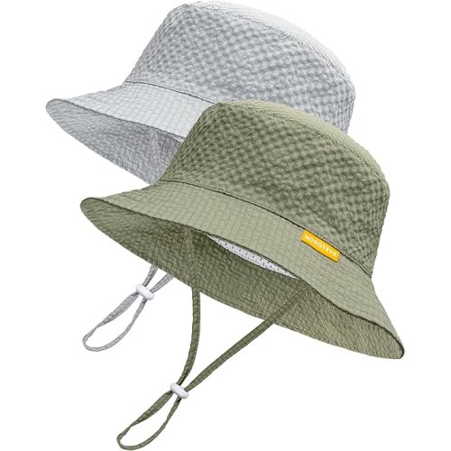 HONGTEYA Baby Sun Hat Toddler Boy Bucket Hat Kids Summer Beach Hat Wide Brim Sun Protection