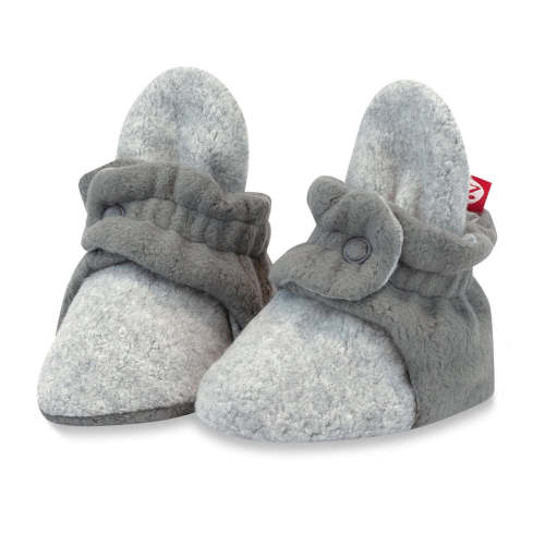 Zutano Cozie Fleece Stay-On Baby Bootie Slipper - Heather Gray/Gray