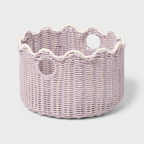 Scalloped Poly Rattan Medium Decorative Basket Lavender - Brightroom™