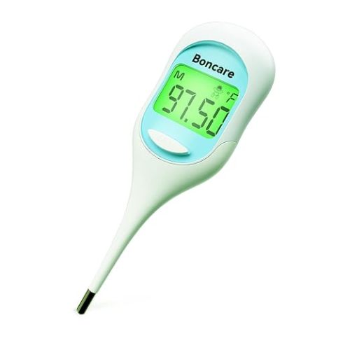 Boncare 9 Seconds Basal Body Thermometer for Ovulation, Oral Thermometer for Adults and Kids - Accurate Rectal Thermometer, with Fever Alarm and Large Display (Rice-White)