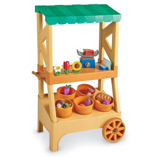 Learning Resources My First Farmstand Toy Farmers Market Cart With Play Food for Toddlers, Ages 2+