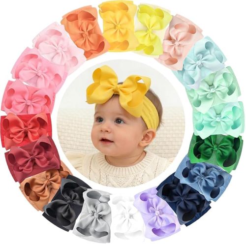 20 Color Baby Bow Wide Turban Hair Bow Headbands for Infant Toddler