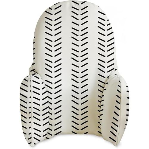 Yeah Baby Goods Wipeable Cushion Cover (White Vertical Mudcloth) - Compatible with The IKEA Antilop Highchair - Soft, Waterproof Baby High Chair Cover