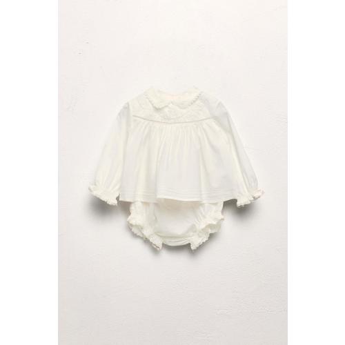 1 MONTH - 3 YEARS/ LIMITED EDITION POPLIN SHIRT AND EMBROIDERED FLOWER BLOOMERS SET - Ecru | ZARA United States
