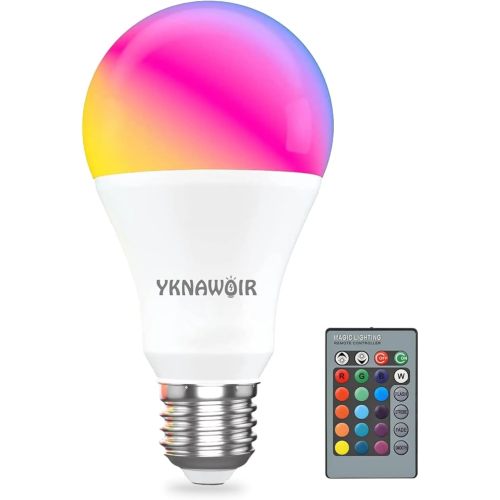 Color Changing Light Bulbs, 5W A19 RGB LED Light Bulbs with Remote Control & Memory Function - 16 Colors, 6500K White, E26 Screw Base, Dimmable Multicolor Light Bulb for Bedroom, Party, Home Decor