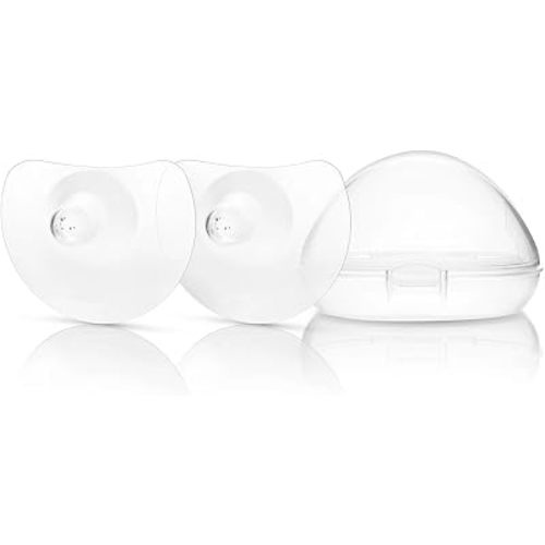 Breastfeeding Nipple Shield – Soft Silicone Contact Shield for Flat or Inverted Nipples, Safe BPA/BPS Free, 1 Pair with Portable Case (13mm)