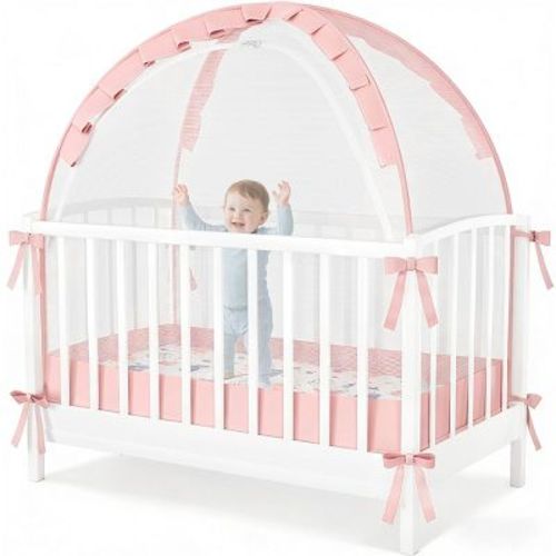 GOTGELIF Baby Crib Tent Safety Net Canopy, Breathable Mesh Crib Cover with Zipper, Anti-Climb Baby Crib Enclosure 55"x28"x51"