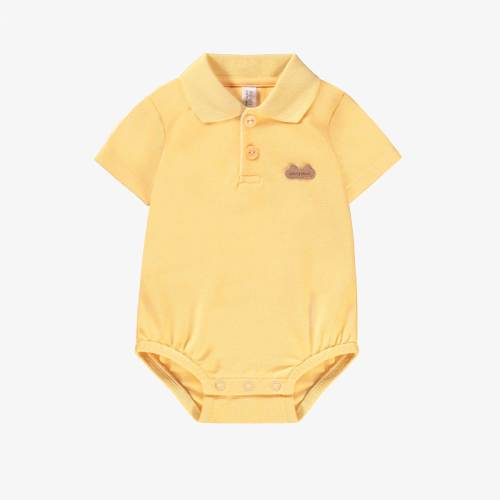 Cache-couche jaune en piqué avec col polo, naissance - Souris Mini
