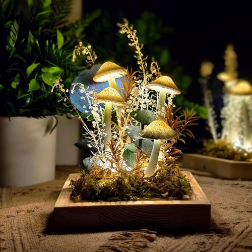 Handmade Mushroom Night Light, Enchanted Forest LED Lamp, Handmade Mushroom Lamp, Fairy Garden Decor
