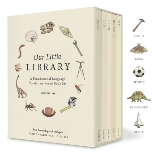 Our Little Library Vol. 3: Dinosaurs, Space, Tools, Bugs, and Sports Board Book Set for Boys & Girls (Tabitha Paige Children's Book Series)