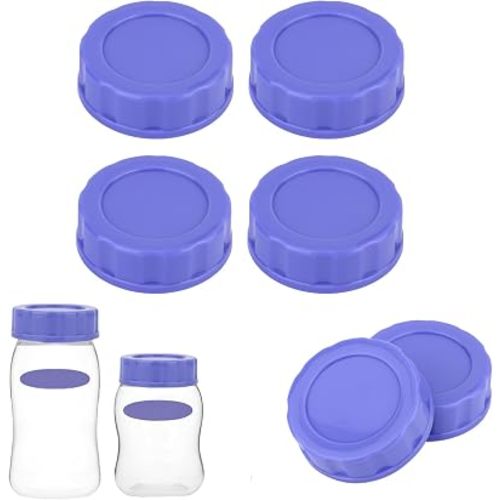 4pcs Baby Bottle Caps Compatible with Pigeon & Lansinoh Bottles, Leak-Proof Travel & Storage Lids Replacement (Purple)