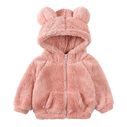 REDARER Kids Jacket - Bear Ear Hooded Coat, Plush Zip-Up Outerwear for Cool Weather Play,Size:6-12 Months