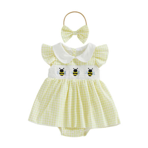BEES Checkered Romper Dress - Hazel & Bo