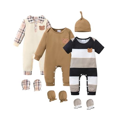 NZRVAWS Preemie Baby Boy Clothes Newborn Essential Infant Must Have Romper Hat Mitten Outfit Set Preemie-18 Months 10Pcs