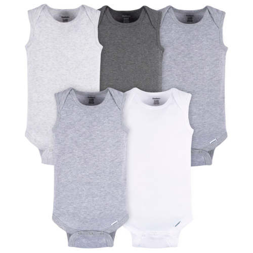 5-Pack Baby Neutral Grey Heather Sleeveless Lap Shoulder Onesies® Body – Gerber Childrenswear
