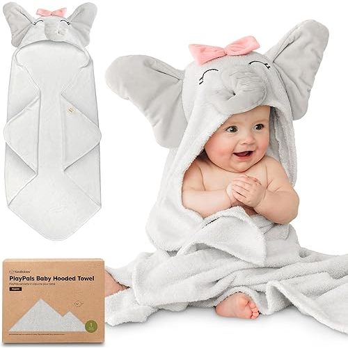 KeaBabies Organic Baby Towel with Hood for Girls, Boys - Soft, Absorbent, 100% Cotton Hooded Baby Towels for Newborns, Infants, Large Hooded Bath Towels for Babies, Kids, Toddler 1-3 (Ella)