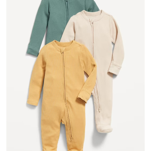 2-Way-Zip Sleep & Play Footed One-Piece 3-Pack for Baby