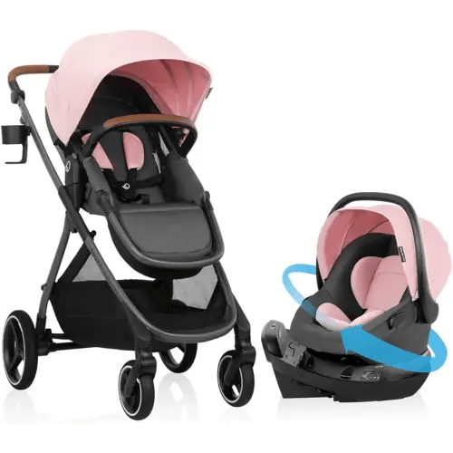 Evenflo Shyft Intuiti Travel System with Revolve180 LiteMax™ NXT Rotating Rear-Facing Lightweight Preemie and Infant Car Seat 3-30 lbs. (Amaranth Pink)