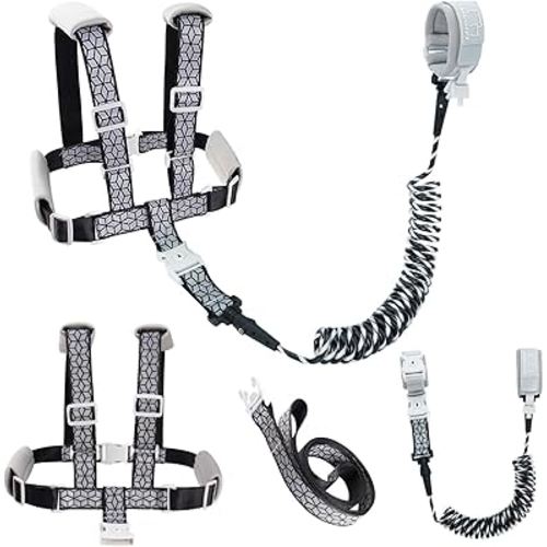 Toddler Leashes + Anti Lost Wrist Link for Kids, 4 in 1 Kid Harness Backpack Leash for Girls Boys, Reflective Kids Anti Lost Leash Cute Baby Harness Belt Strap Foldable Child Safety Leash for Park Zoo