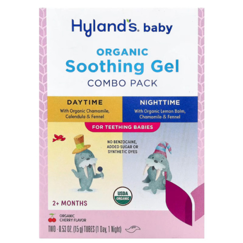 Hyland's Naturals, Baby, Organic Soothing Gel Combo Pack, Daytime/Nighttime, 2+ Months, Organic Cherry, 2 Tubes, 0.53 oz (15 g) Each