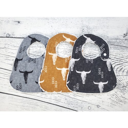 Longhorn Baby Bib - Cowboy Baby Bib - Western Bib - Longhorn Baby Gift - Cowboy Baby Gift - Western Baby Gift - Baby Bibs