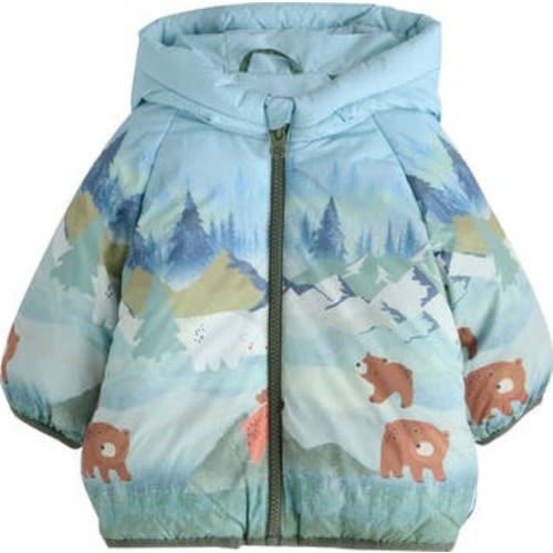 Kids' Mountain Scene Hooded Puffer Coat