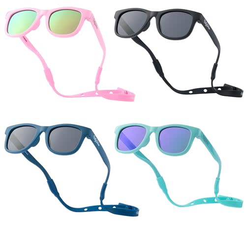 Polarized Baby Sunglasses With Strap - Unbreakable Flexible Infant Sunglasses For Toddlers Newborns 0-24 Months