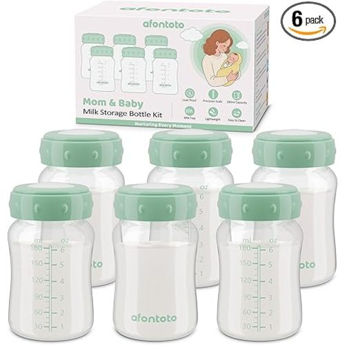 6PCS Breastmilk Storage Bottle Compatible with Momcozy Breastmilk Cooler 22oz, Breast Milk Containers for Fridge, Wide-Neck Baby Bottles for Pumping Fit Spectra S1/S2/SG/9Plus /Motif Luna Pumps,Green