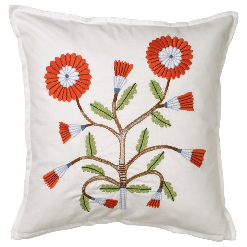 FACELIOR Cushion cover - white/embroidery dark orange 20x20 "