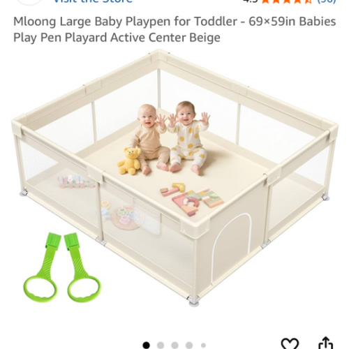 Mloong Large Baby Playpen for Toddler - 69×59in Babies Play Pen Playard Active Center Beige