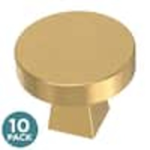 Liberty 10-Pack Flat Round 1-1/8 in. (28 mm) Modern Gold Round Cabinet Knobs P47284C-117-K1
