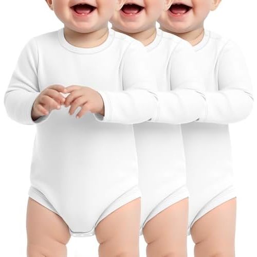 3 Pack Baby Bodysuit Long Sleeve for Toddler Boy & Girl Unisex Infant 0-24 Months