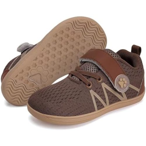 WateLves Wide Toddler Barefoot Shoes Little Kids Boys Girls Walking Tennis Sneakers with Breathable Mesh Zero Drop Sole Adjustable Strap