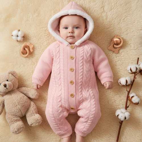 Personalized Thick Sherpa Lined Baby Romper,Custom Knit Pajamas, Cozy Boho Winter Jumpsuit, Nordic Heirloom Christmas Outfit
